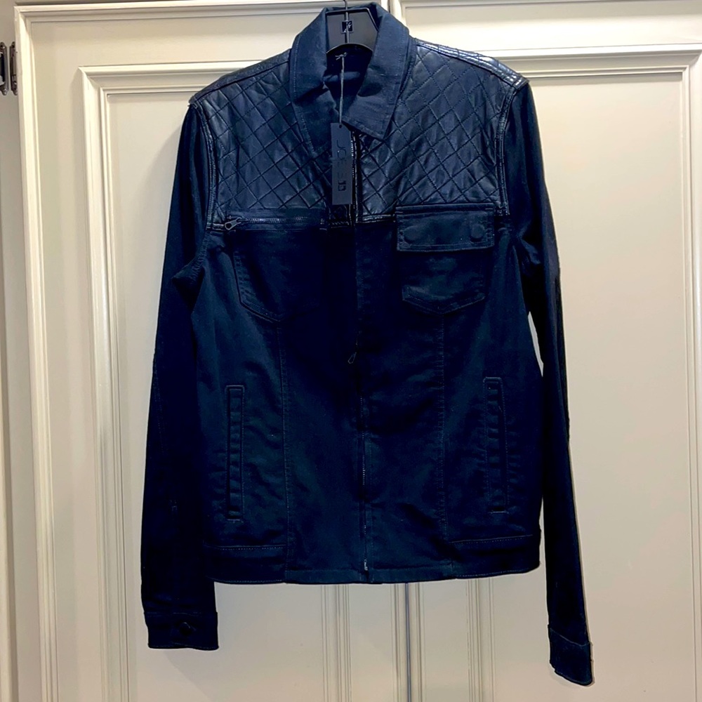 NWT MENS BLACK JOE’S JEANS DENIM AND LEATHER JACKET SMALL